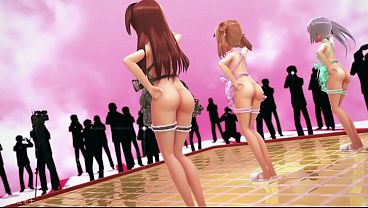 Dança sensual com avental feita por Kasumi, Michishio e Arashio